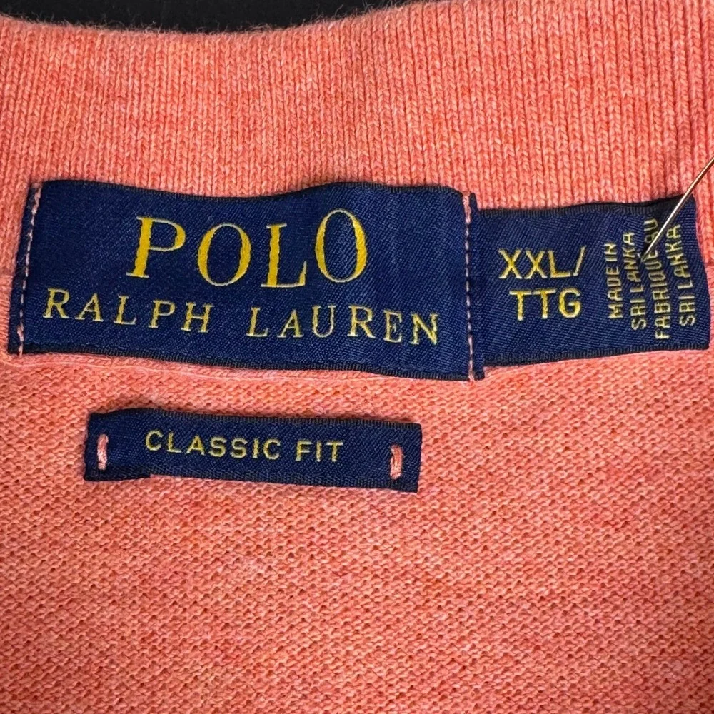 Polo Ralph Lauren Mens XXL Classic Fit Orange Short Sleeve Cotton Polo Shirt